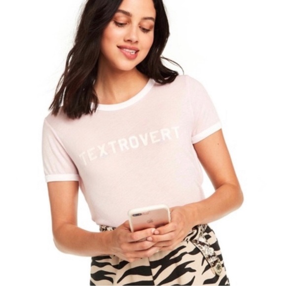 Wildfox Tops - Wildfox | Textrovert Johnny Ringer Graphic Tee | Baby Pink & White